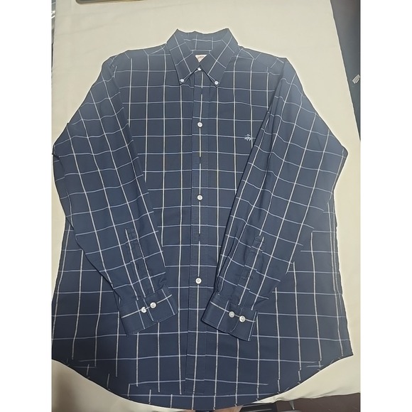 Brooks Brothers Shirt Mens L Madison Dark Blue  Plaid Button Down - Picture 1 of 5